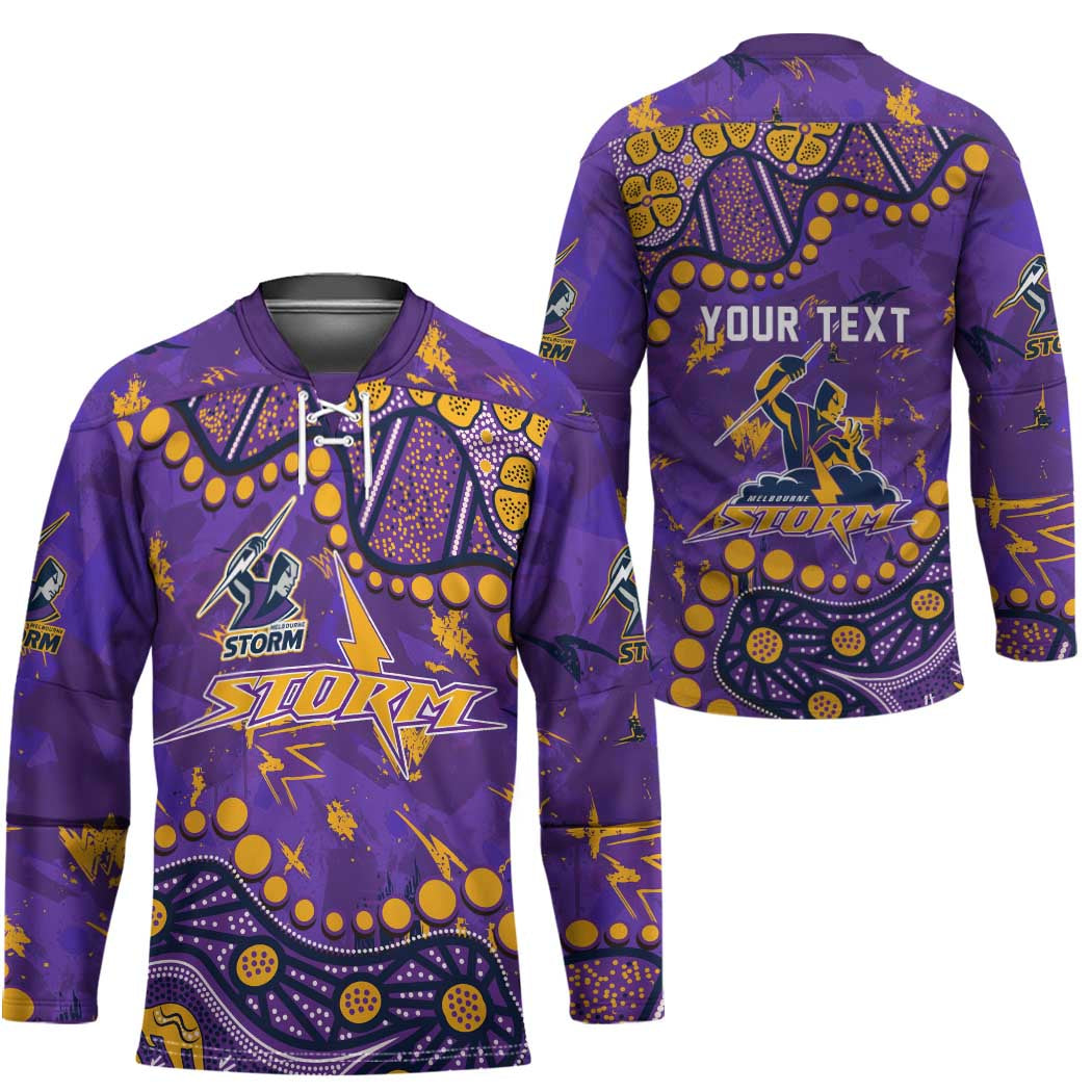 Personalized Melbourne Storm Hockey Jersey Aboriginal Pattern with Graffiti Style Design