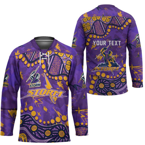 Personalized Melbourne Storm Hockey Jersey Aboriginal Pattern with Graffiti Style Design