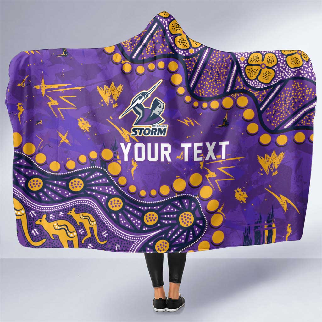 Personalized Melbourne Storm Hooded Blanket Aboriginal Pattern with Graffiti Style Design