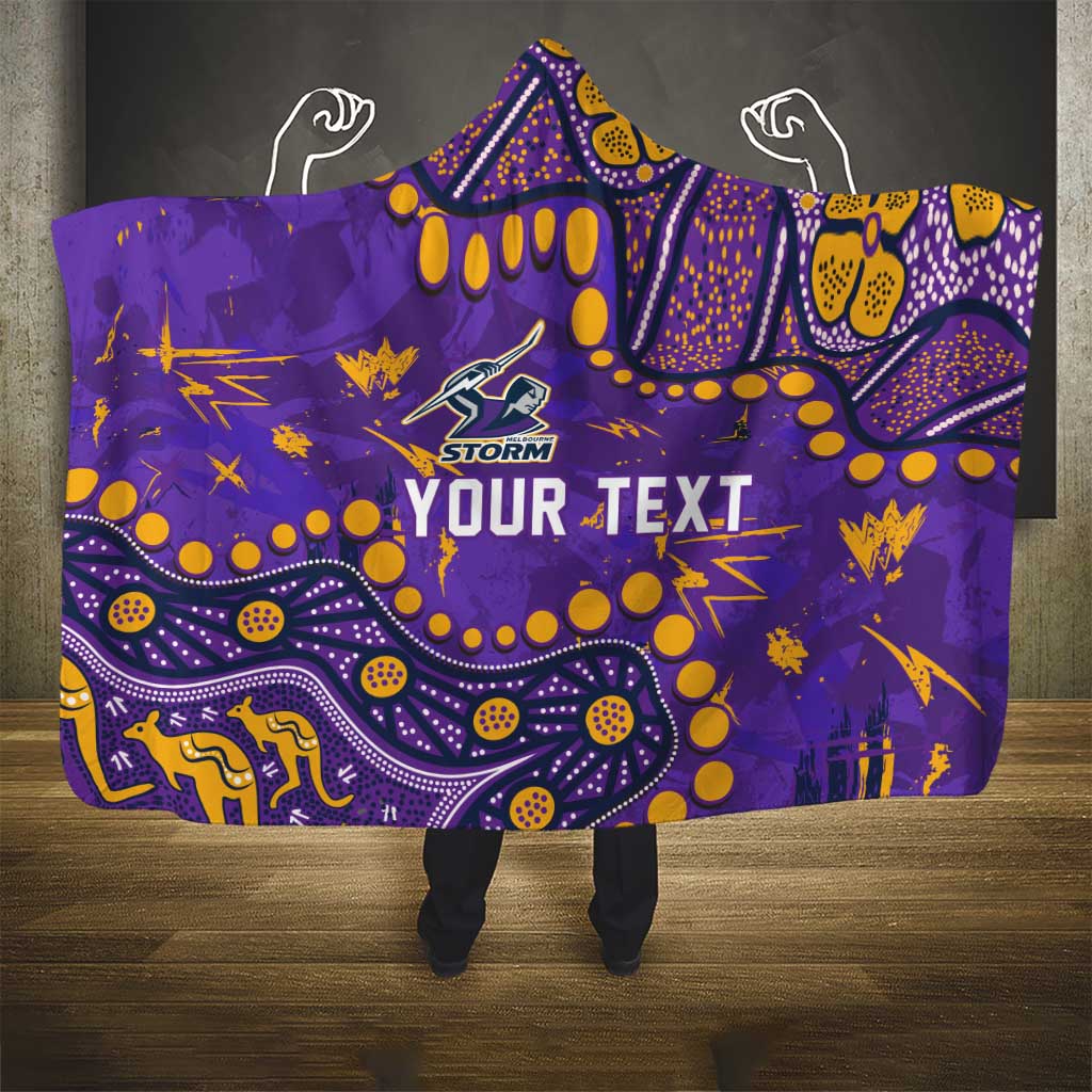 Personalized Melbourne Storm Hooded Blanket Aboriginal Pattern with Graffiti Style Design