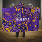 Personalized Melbourne Storm Hooded Blanket Aboriginal Pattern with Graffiti Style Design