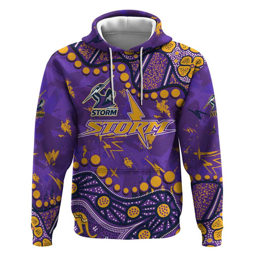 Personalized Melbourne Storm Hoodie Aboriginal Pattern with Graffiti Style Design