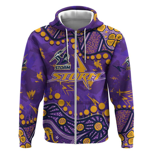 Personalized Melbourne Storm Hoodie Aboriginal Pattern with Graffiti Style Design