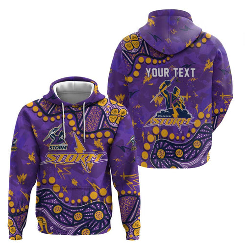 Personalized Melbourne Storm Hoodie Aboriginal Pattern with Graffiti Style Design