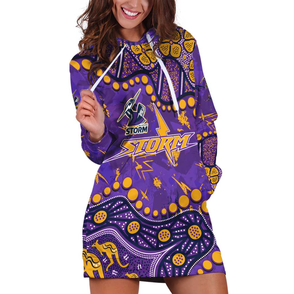 Personalized Melbourne Storm Hoodie Dress Aboriginal Pattern with Graffiti Style Design