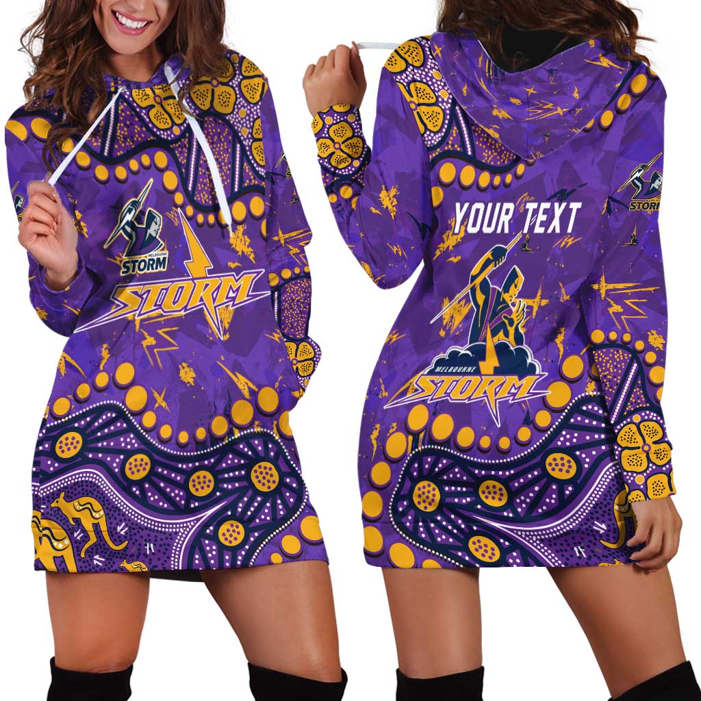 Personalized Melbourne Storm Hoodie Dress Aboriginal Pattern with Graffiti Style Design