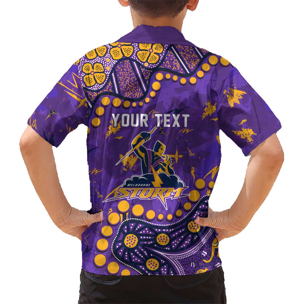 Personalized Melbourne Storm Kid Hawaiian Shirt Aboriginal Pattern with Graffiti Style Design
