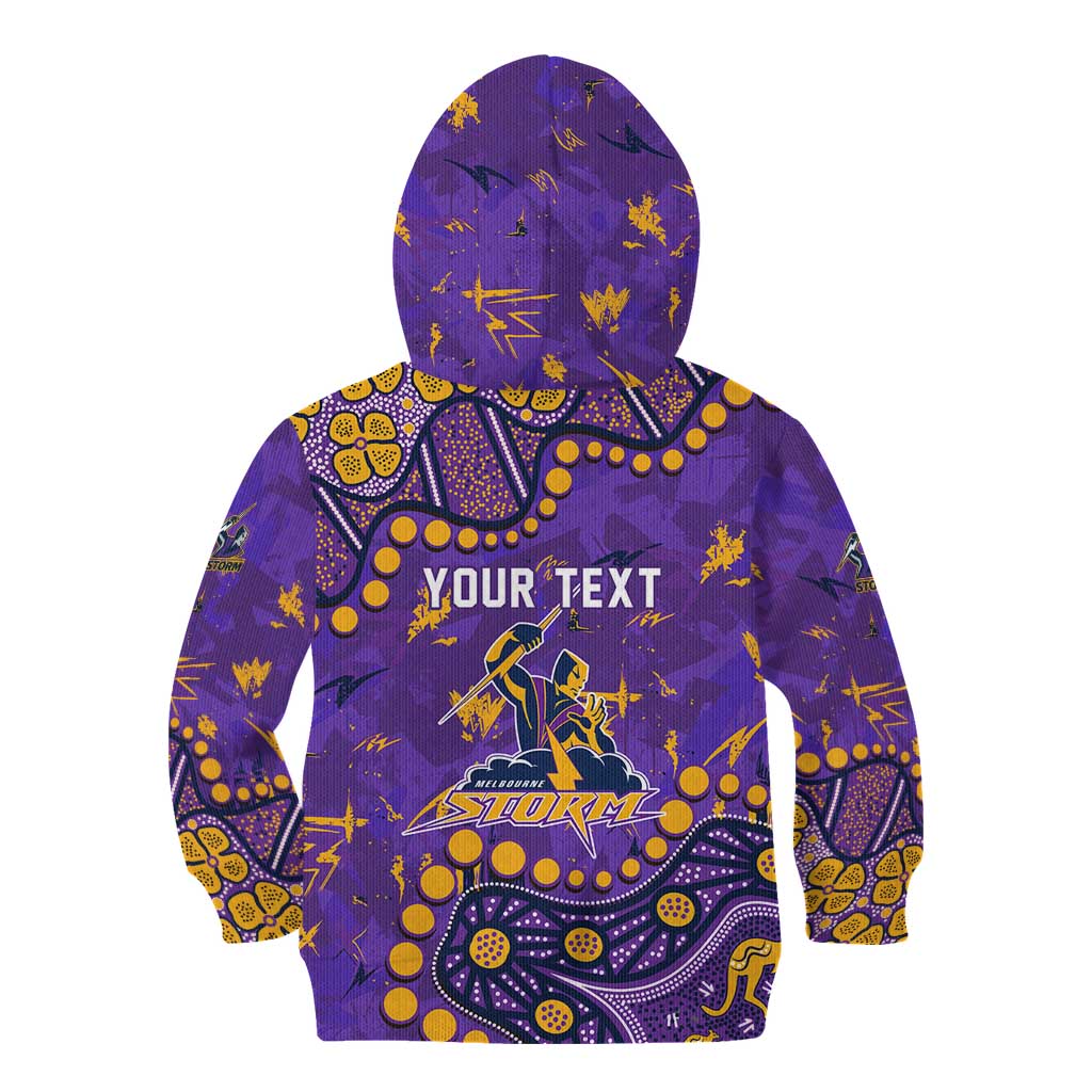 Personalized Melbourne Storm Kid Hoodie Aboriginal Pattern with Graffiti Style Design