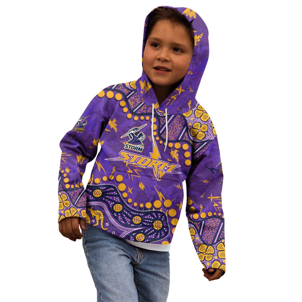 Personalized Melbourne Storm Kid Hoodie Aboriginal Pattern with Graffiti Style Design