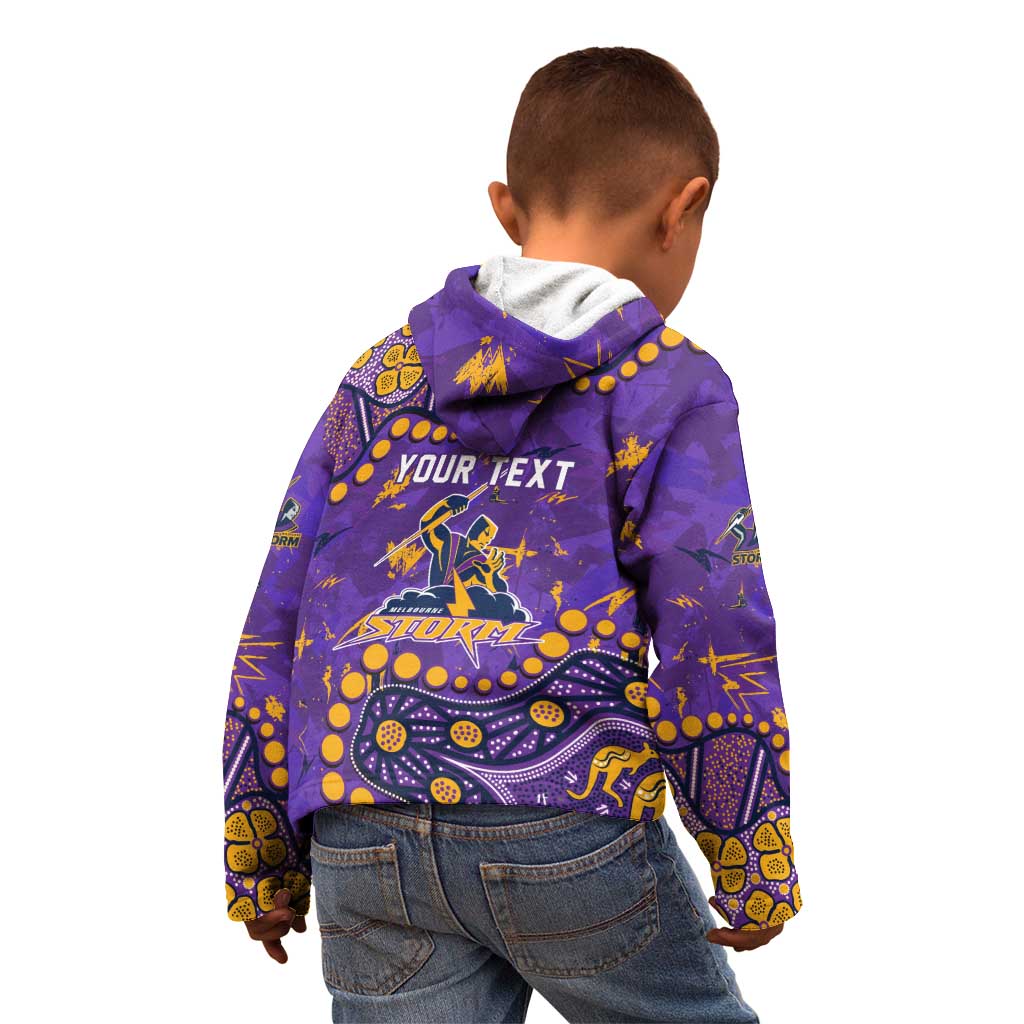 Personalized Melbourne Storm Kid Hoodie Aboriginal Pattern with Graffiti Style Design