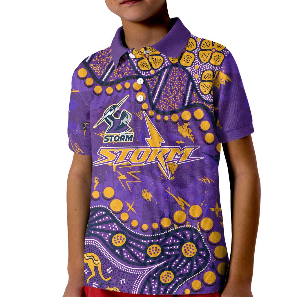 Personalized Melbourne Storm Kid Polo Shirt Aboriginal Pattern with Graffiti Style Design