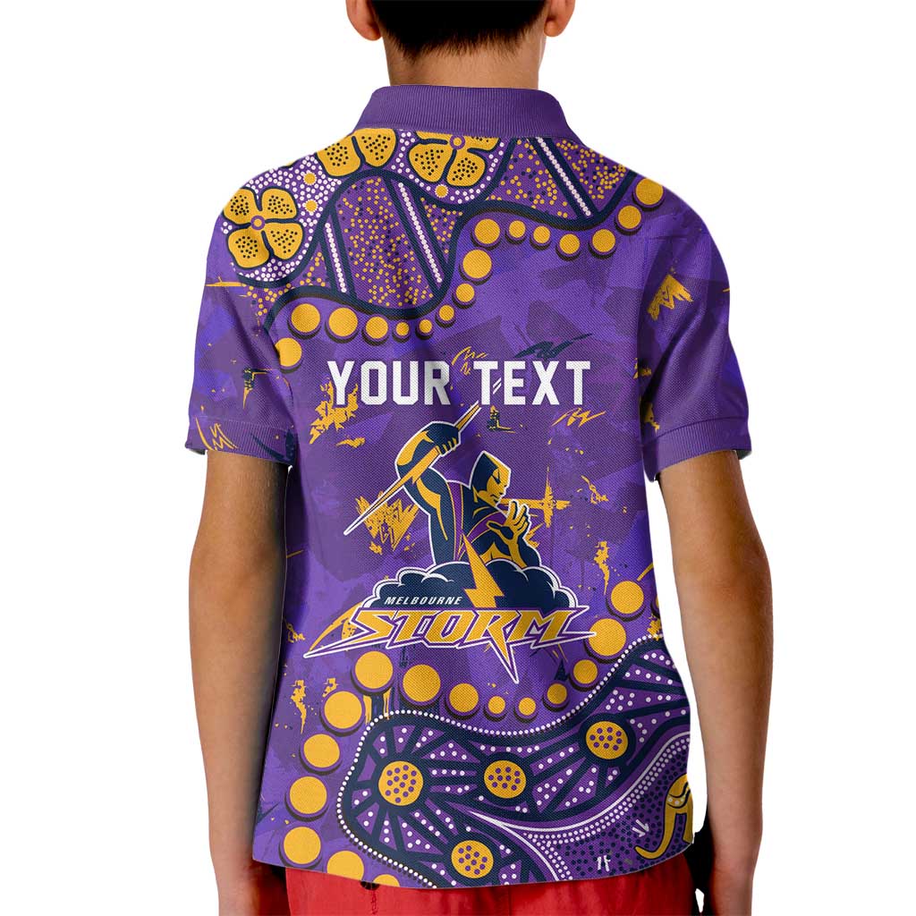Personalized Melbourne Storm Kid Polo Shirt Aboriginal Pattern with Graffiti Style Design