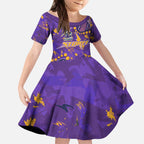 Personalized Melbourne Storm Kid Short Sleeve Dress Aboriginal Pattern with Graffiti Style Design