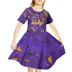 Personalized Melbourne Storm Kid Short Sleeve Dress Aboriginal Pattern with Graffiti Style Design