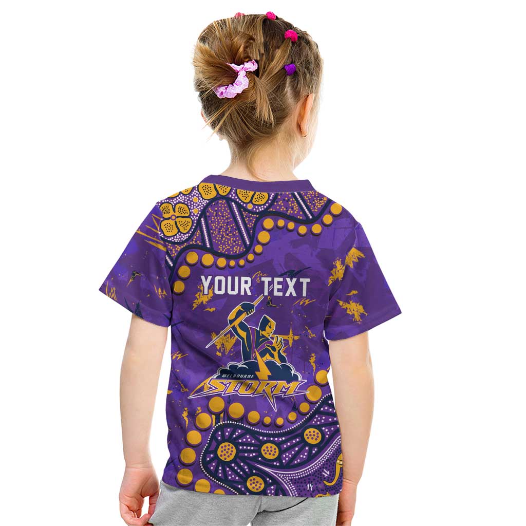 Personalized Melbourne Storm Kid T Shirt Aboriginal Pattern with Graffiti Style Design