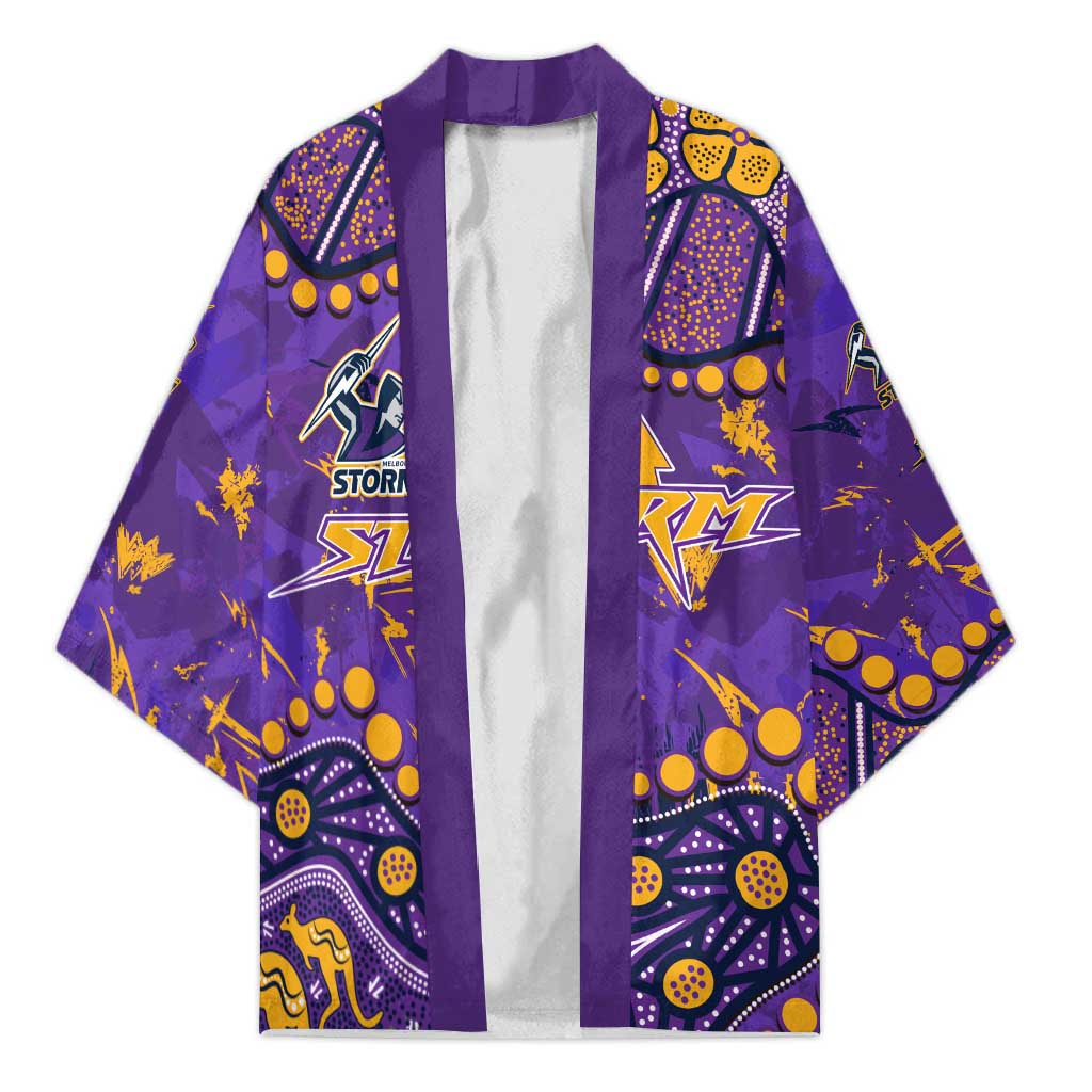 Personalized Melbourne Storm Kimono Aboriginal Pattern with Graffiti Style Design