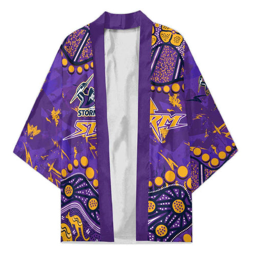 Personalized Melbourne Storm Kimono Aboriginal Pattern with Graffiti Style Design