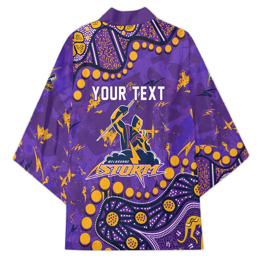 Personalized Melbourne Storm Kimono Aboriginal Pattern with Graffiti Style Design