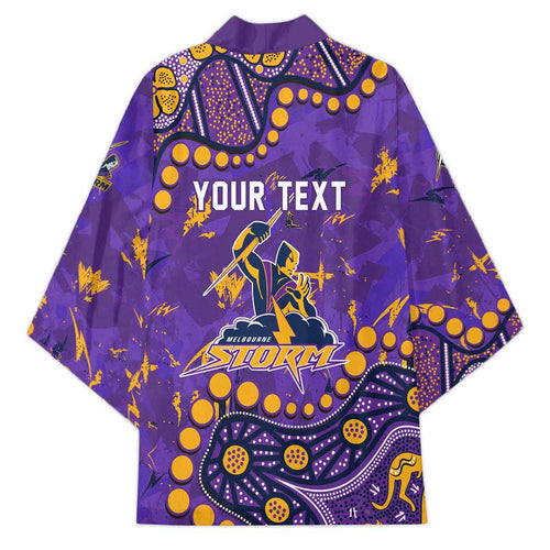 Personalized Melbourne Storm Kimono Aboriginal Pattern with Graffiti Style Design