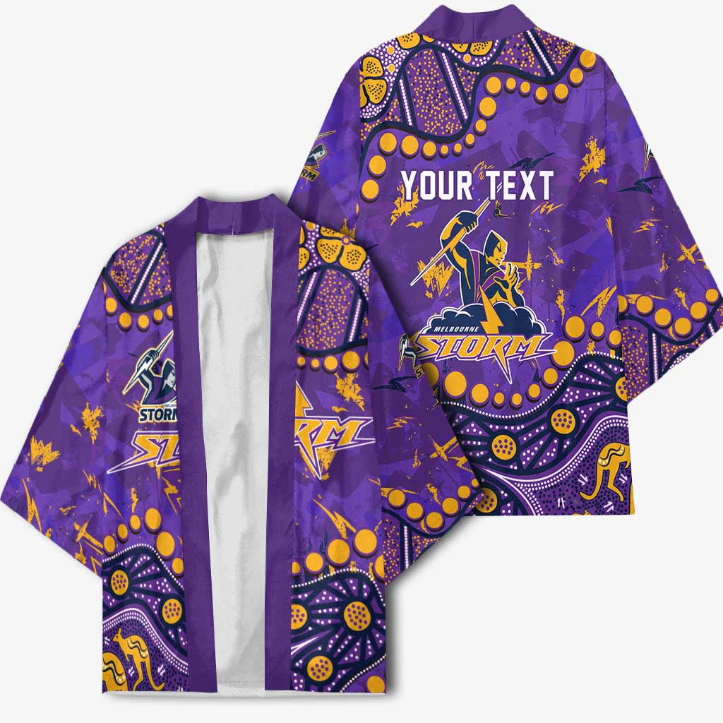 Personalized Melbourne Storm Kimono Aboriginal Pattern with Graffiti Style Design