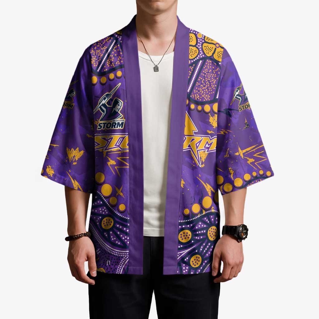 Personalized Melbourne Storm Kimono Aboriginal Pattern with Graffiti Style Design