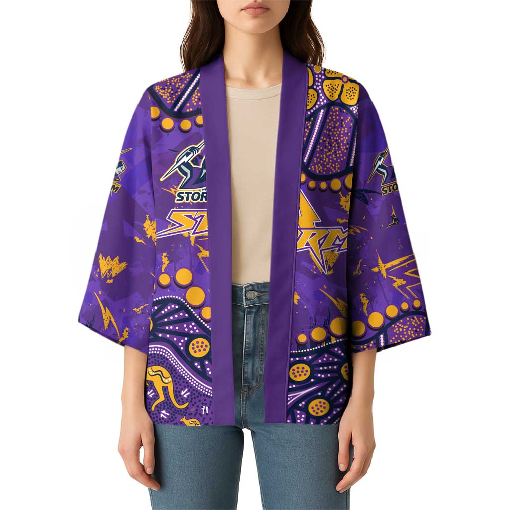 Personalized Melbourne Storm Kimono Aboriginal Pattern with Graffiti Style Design