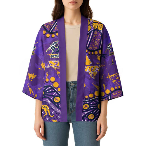 Personalized Melbourne Storm Kimono Aboriginal Pattern with Graffiti Style Design