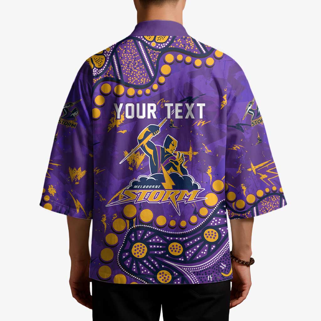 Personalized Melbourne Storm Kimono Aboriginal Pattern with Graffiti Style Design