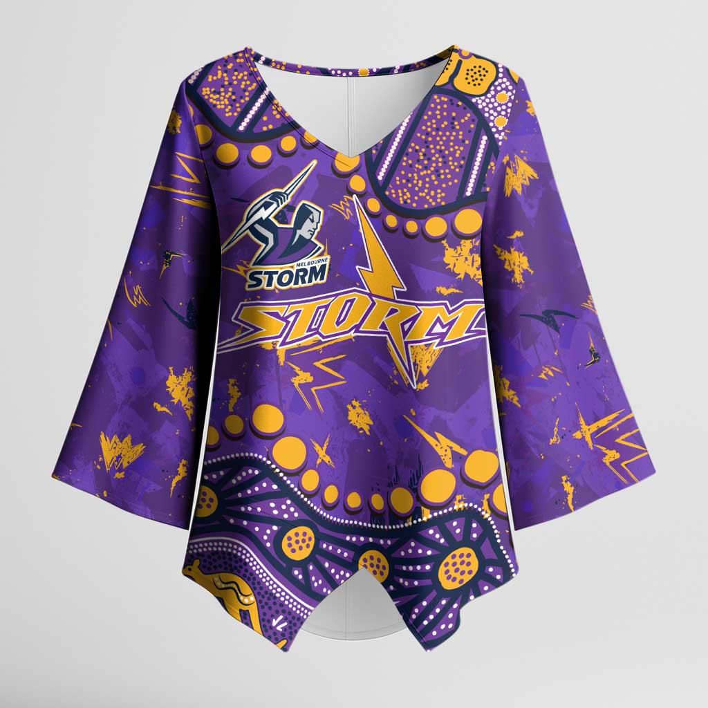 Personalized Melbourne Storm Kimono Sleeve Blouse Aboriginal Pattern with Graffiti Style Design