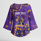Personalized Melbourne Storm Kimono Sleeve Blouse Aboriginal Pattern with Graffiti Style Design