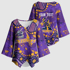 Personalized Melbourne Storm Kimono Sleeve Blouse Aboriginal Pattern with Graffiti Style Design