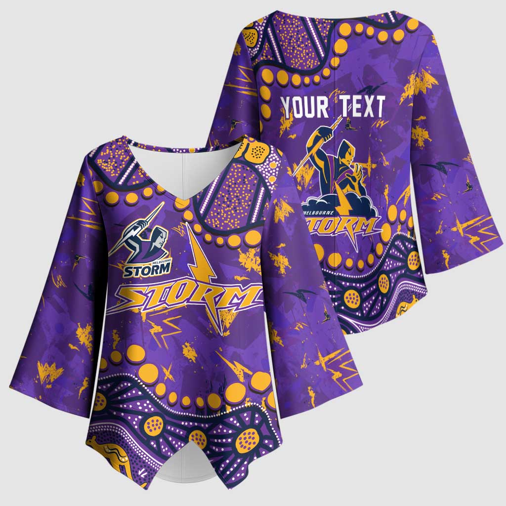Personalized Melbourne Storm Kimono Sleeve Blouse Aboriginal Pattern with Graffiti Style Design