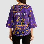 Personalized Melbourne Storm Kimono Sleeve Blouse Aboriginal Pattern with Graffiti Style Design