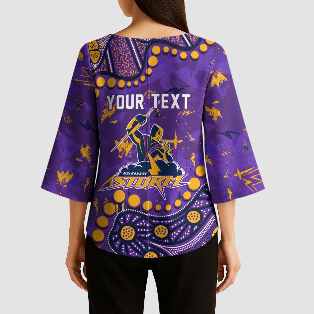 Personalized Melbourne Storm Kimono Sleeve Blouse Aboriginal Pattern with Graffiti Style Design