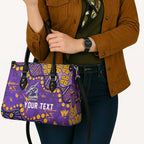 Personalized Melbourne Storm Leather Bag Aboriginal Pattern with Graffiti Style Design