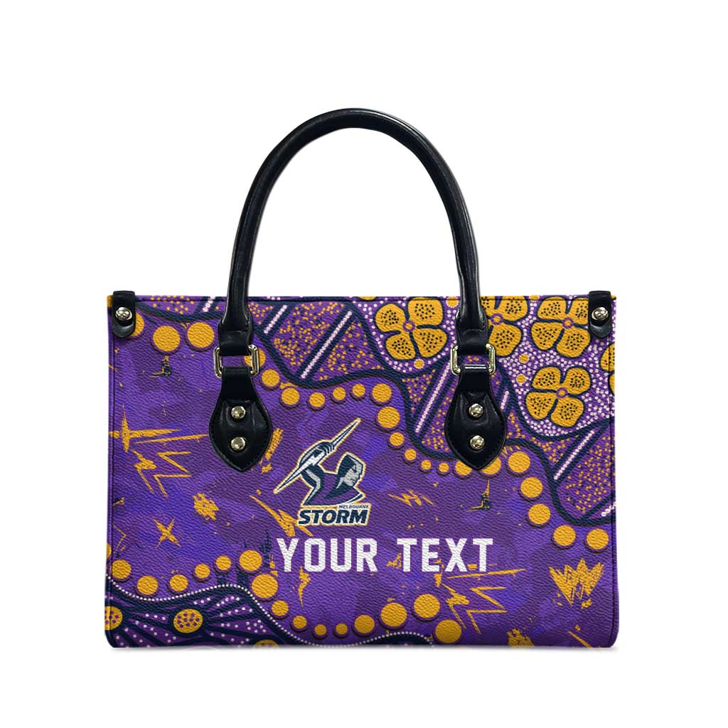 Personalized Melbourne Storm Leather Bag Aboriginal Pattern with Graffiti Style Design