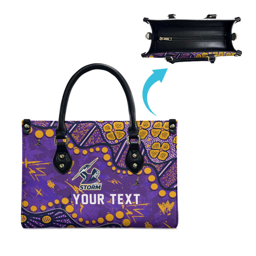 Personalized Melbourne Storm Leather Bag Aboriginal Pattern with Graffiti Style Design