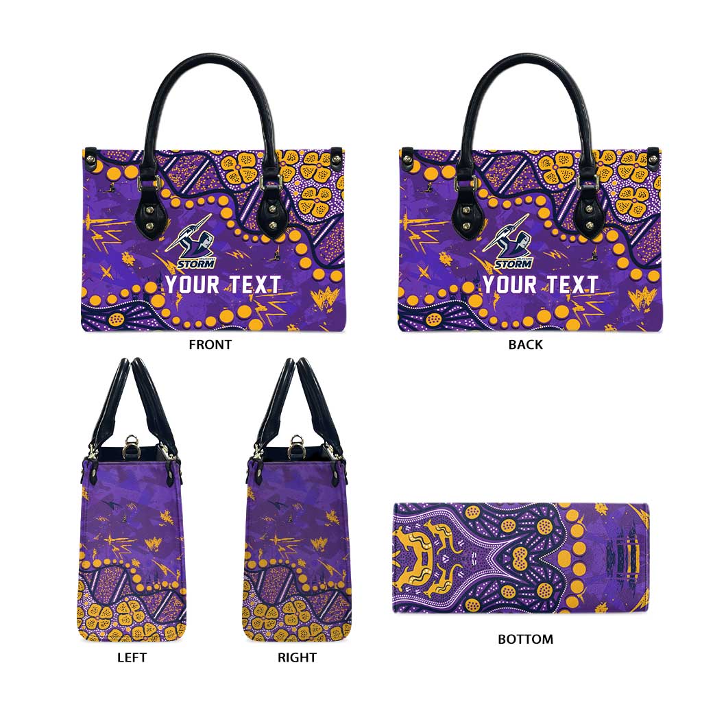 Personalized Melbourne Storm Leather Bag Aboriginal Pattern with Graffiti Style Design