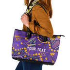 Personalized Melbourne Storm Leather Tote Bag Aboriginal Pattern with Graffiti Style Design