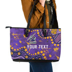 Personalized Melbourne Storm Leather Tote Bag Aboriginal Pattern with Graffiti Style Design
