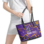 Personalized Melbourne Storm Leather Tote Bag Aboriginal Pattern with Graffiti Style Design