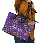 Personalized Melbourne Storm Leather Tote Bag Aboriginal Pattern with Graffiti Style Design