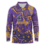 Personalized Melbourne Storm Long Sleeve Polo Shirt Aboriginal Pattern with Graffiti Style Design