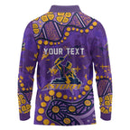 Personalized Melbourne Storm Long Sleeve Polo Shirt Aboriginal Pattern with Graffiti Style Design