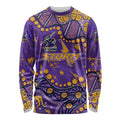 Personalized Melbourne Storm Long Sleeve Shirt Aboriginal Pattern with Graffiti Style Design