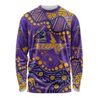 Personalized Melbourne Storm Long Sleeve Shirt Aboriginal Pattern with Graffiti Style Design