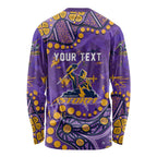Personalized Melbourne Storm Long Sleeve Shirt Aboriginal Pattern with Graffiti Style Design
