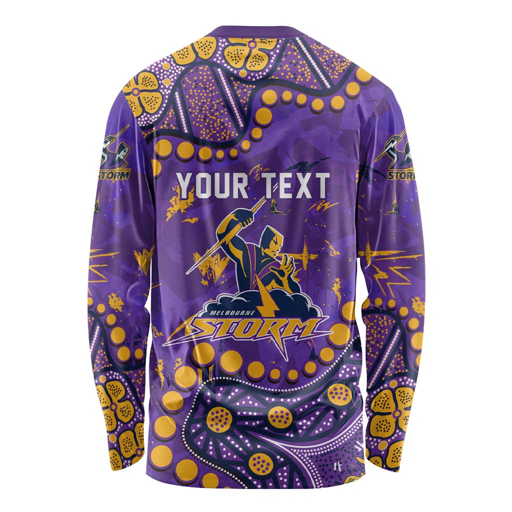 Personalized Melbourne Storm Long Sleeve Shirt Aboriginal Pattern with Graffiti Style Design
