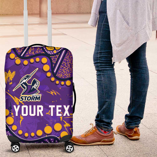Personalized Melbourne Storm Luggage Cover Aboriginal Pattern with Graffiti Style Design