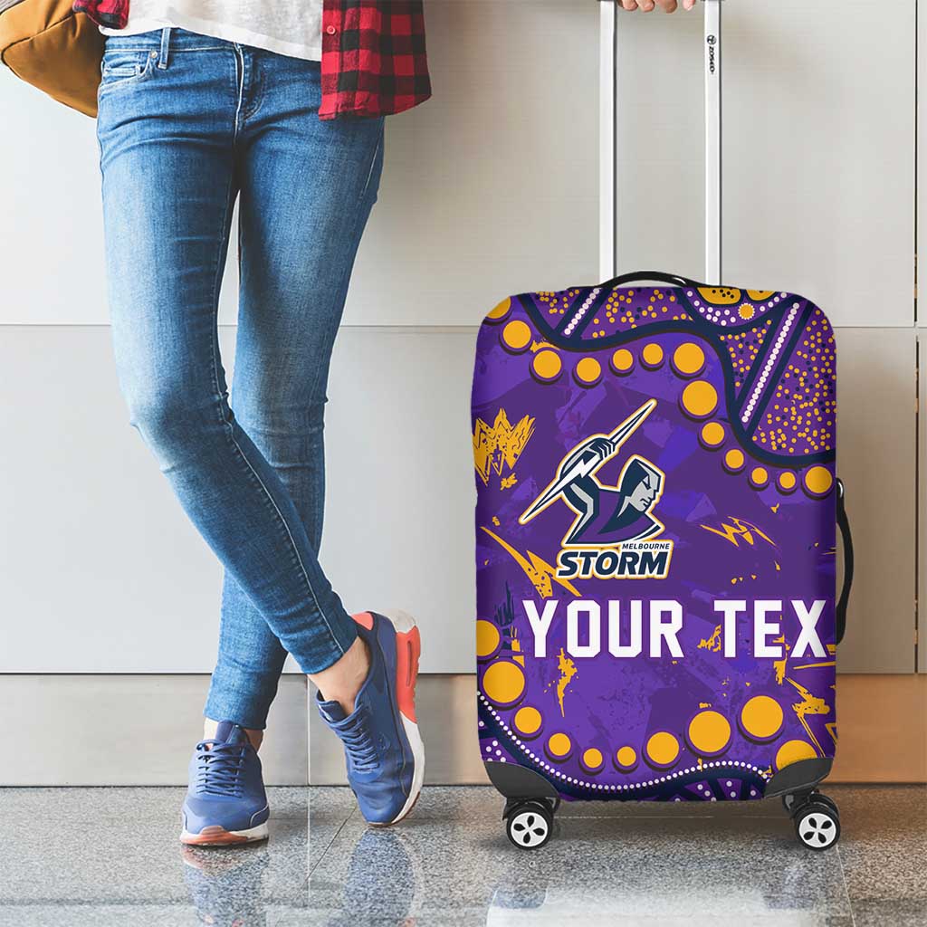 Personalized Melbourne Storm Luggage Cover Aboriginal Pattern with Graffiti Style Design